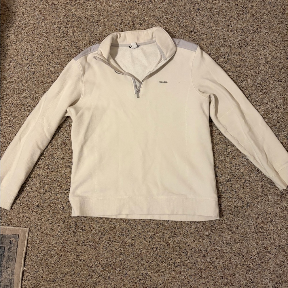 Calvin Klein Men's Zip Up Cream Sweater